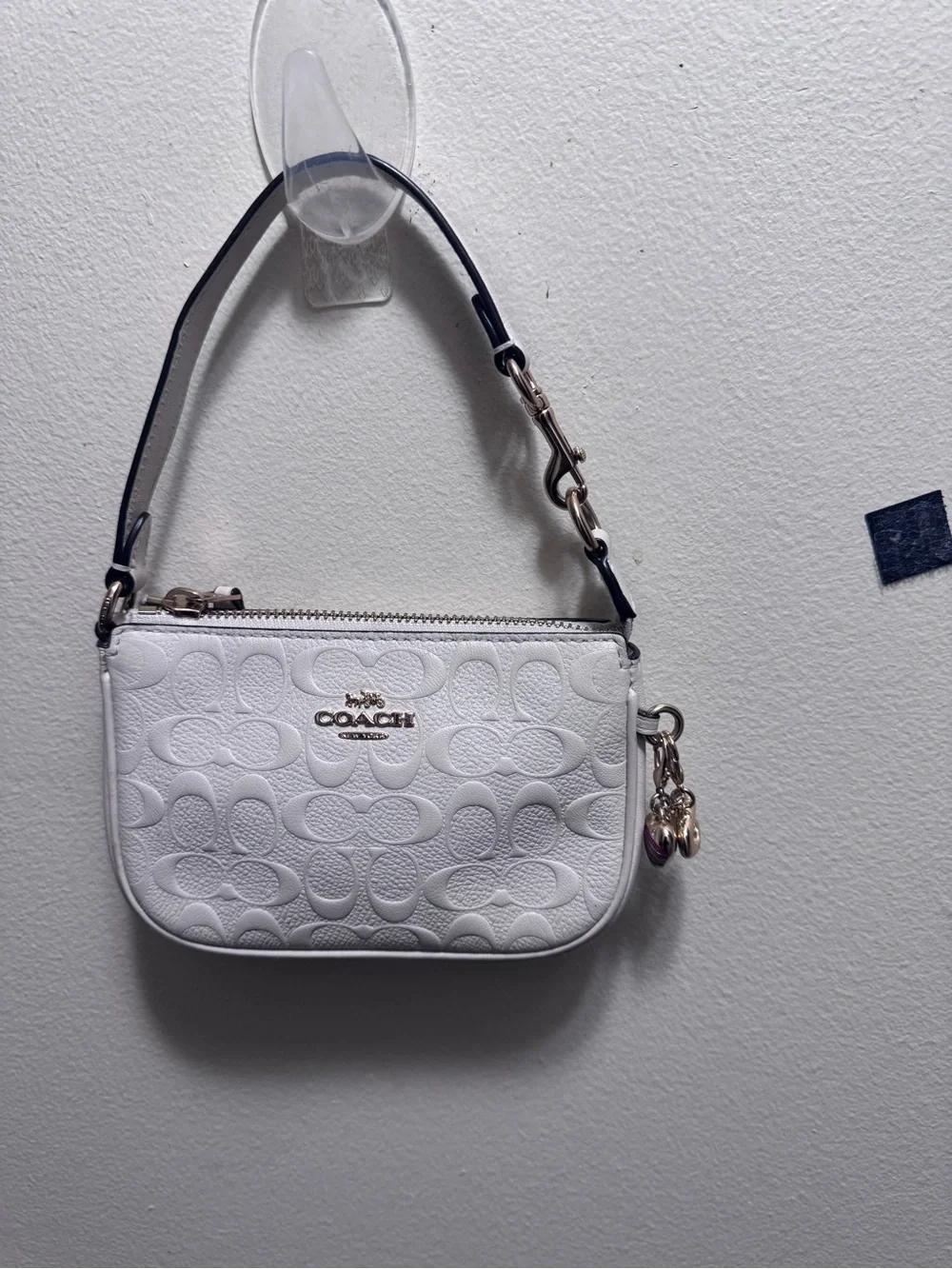 Coach Nolita 15 White Signature Embossed Mini purse with Gold Hardware
